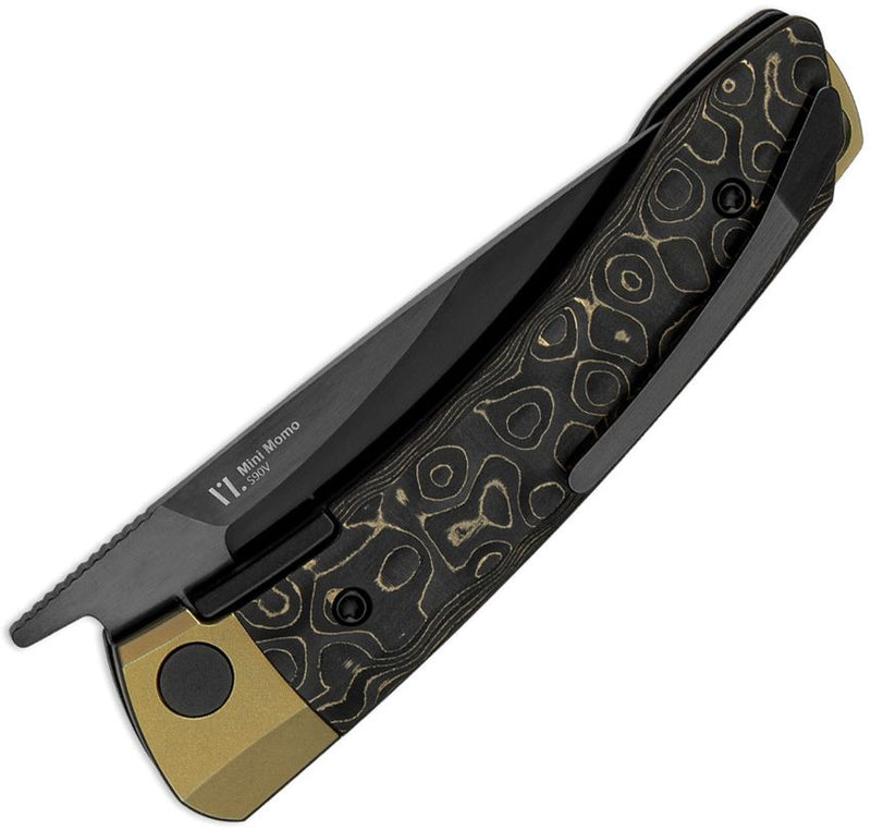 Kizer Mini MoMo Linerlock CF Gold Folding Knife [KI3663A3]