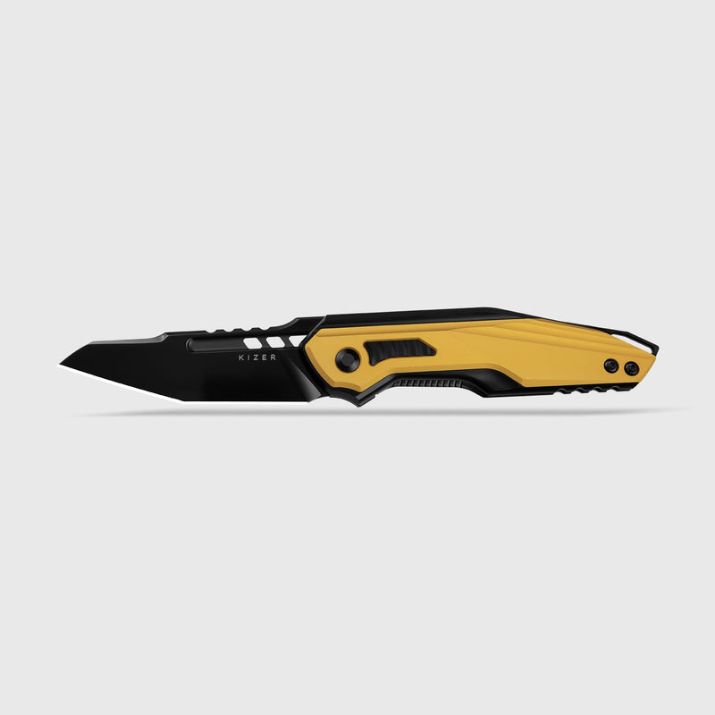 Kizer Zero Black & Yellow Titanium & Aluminum (3.22" Matte DLC Ultra S35VN) Folding Knife [KI3664A1] - product view 4