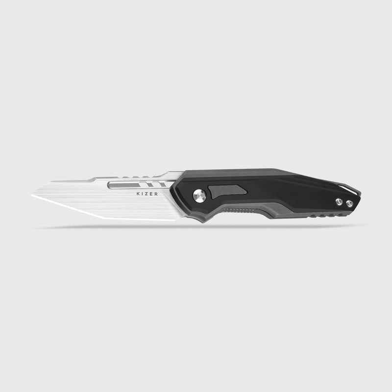 Kizer Zero Gray & Black Titanium & Aluminum (3.22" Hand-brushed S45VN) Folding Knife [KI3664A2] - product view 4