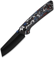 Kizer Madrac Black & White & Red & Blue Fat Carbon Nebula (3.05" Matte DLC Ultra S45VN) Folding Knife [KI3693A1] - product view 1