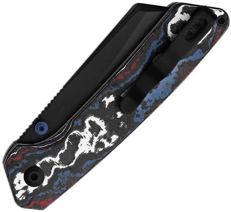 Kizer Madrac Black & White & Red & Blue Fat Carbon Nebula (3.05" Matte DLC Ultra S45VN) Folding Knife [KI3693A1] - product view 2