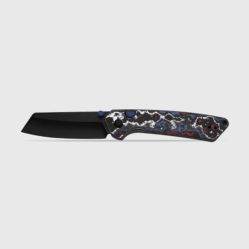 Kizer Madrac Black & White & Red & Blue Fat Carbon Nebula (3.05" Matte DLC Ultra S45VN) Folding Knife [KI3693A1] - product view 4