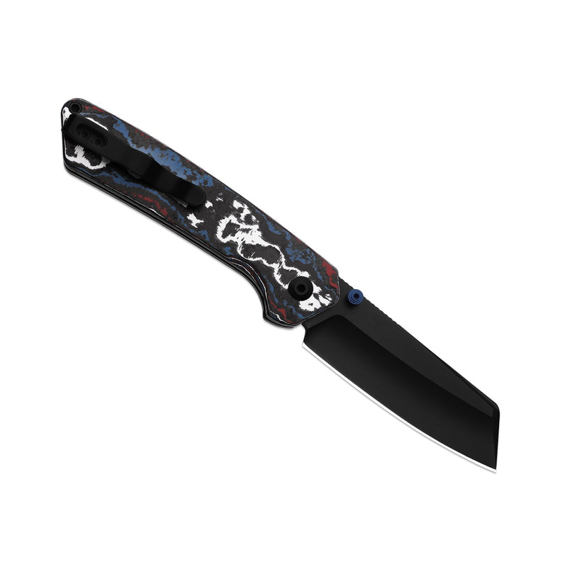 Kizer Madrac Black & White & Red & Blue Fat Carbon Nebula (3.05" Matte DLC Ultra S45VN) Folding Knife [KI3693A1] - product view 6