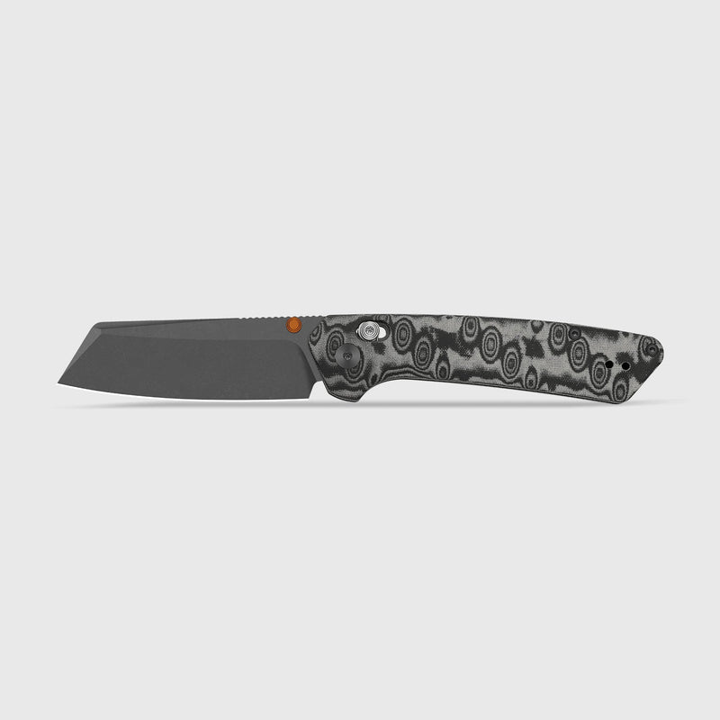Kizer Madrac CL AirTi Black & Gray vortex pattern micarta (3.06" Gray PVD Coating & Stonewashed M390) Folding Knife [K3693ACS4] - product view 4