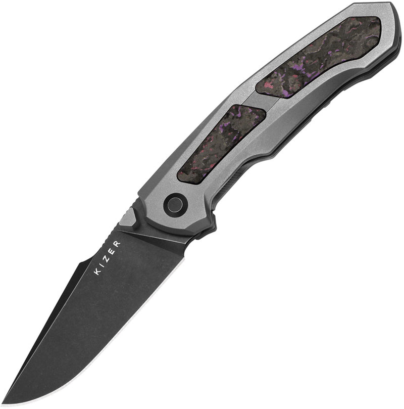 Kizer Feweed Multicolored Titanium+ Fat Carbon（Purple haze） (2.98" S35VN) Folding Knife [KI3694A1] - product view 1