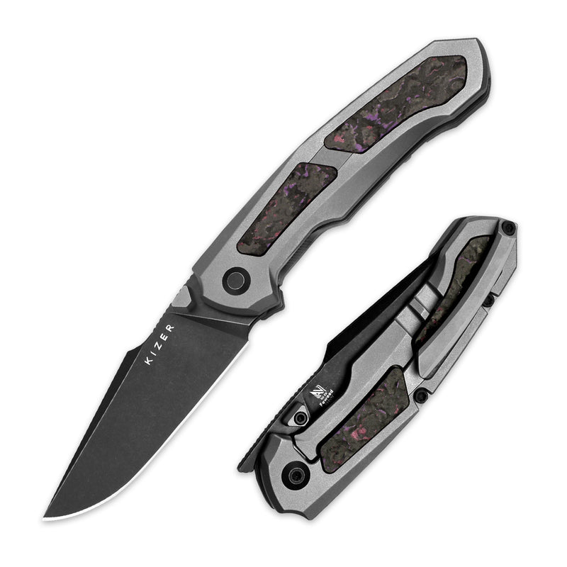 Kizer Feweed Multicolored Titanium+ Fat Carbon（Purple haze） (2.98" S35VN) Folding Knife [KI3694A1] - product view 7