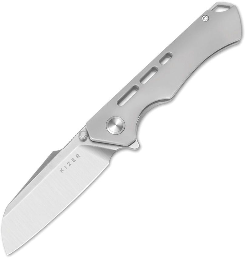 Kizer Crest Framelock Gray Ti Folding Knife [KI3714A1]