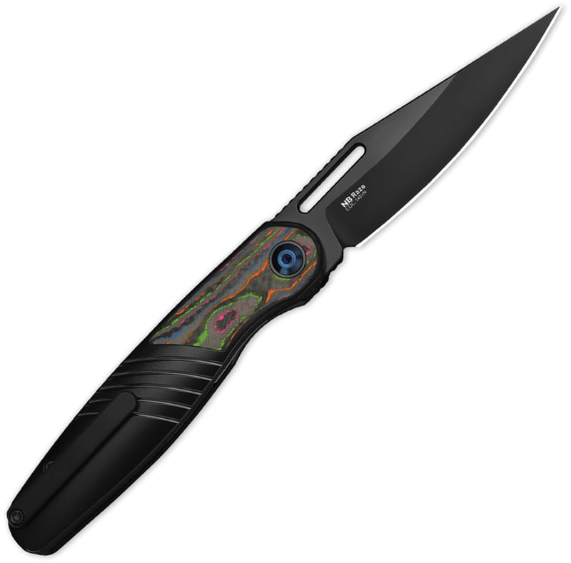 Kizer Raze Multicolored Titanium & Camo Carbon 80s (3.5" Matt DLC-Ultra S45VN) Folding Knife [KI3720A1] - product view 3