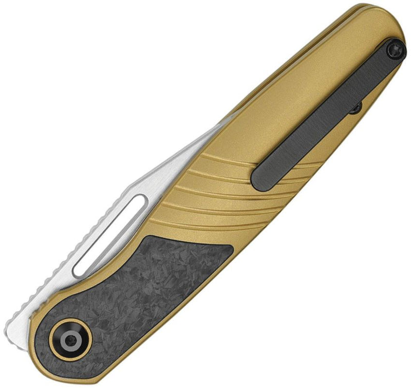 Kizer Raze Framelock Gold CF Folding Knife [KI3720A3]