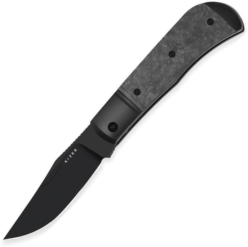 Kizer Trestle Slip Joint Black CF Folding Knife [KI3761A1]