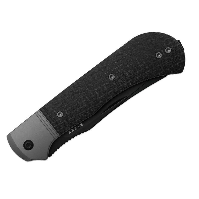 Kizer Trestle TP AirTi Gray & Black Aluminum & Micarta (3.23" Black PVD Coating BD1N) Folding Knife [K3761TPA3] - product view 7