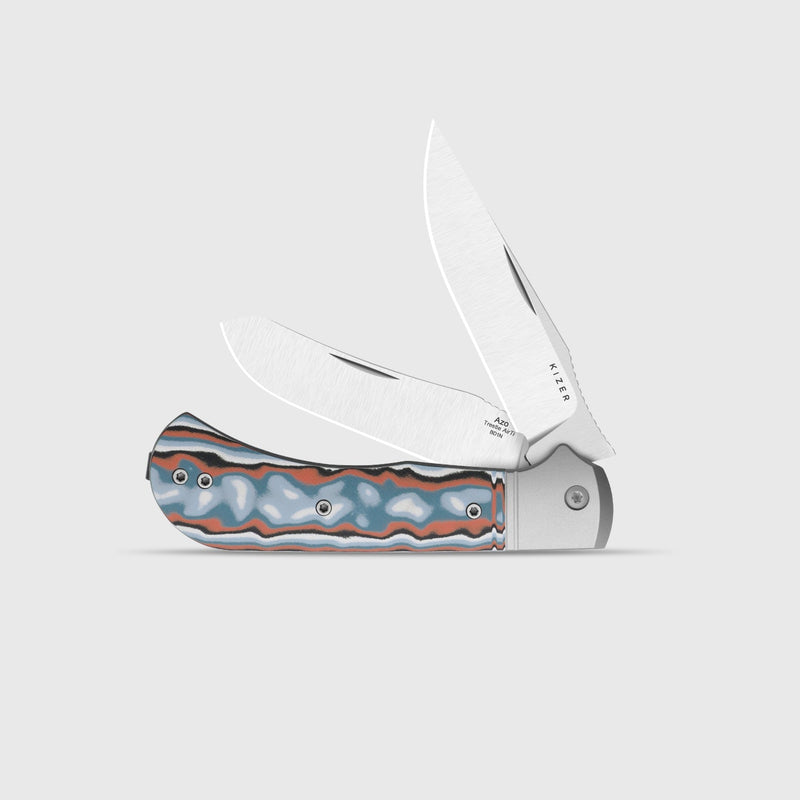 Kizer Trestle TP AirTi Multicolored Aluminum & vortex pattern micarta (3.23" Satin BD1N) Folding Knife [K3761TPA4] - product view 4