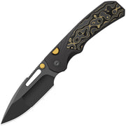 Kizer Durandal Black & Gold Aluminum & Fatcarbon® Camo Gold (3.45" Gunmetal Gray PVD Coating S35VN) Folding Knife [K3765BD2] - product view 1