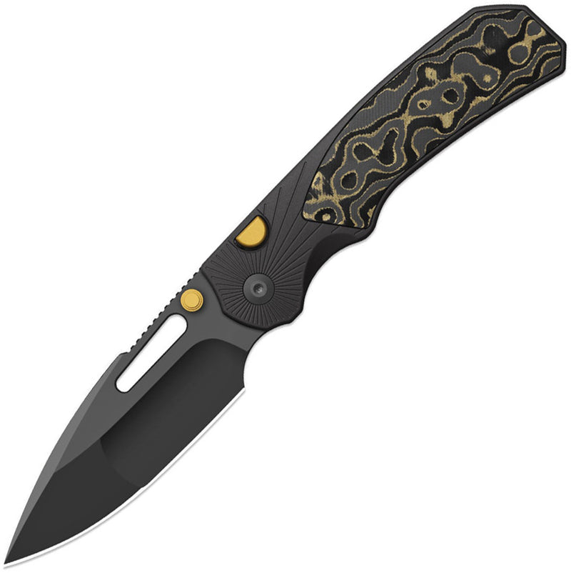 Kizer Durandal Black & Gold Aluminum & Fatcarbon® Camo Gold (3.45" Gunmetal Gray PVD Coating S35VN) Folding Knife [K3765BD2] - product view 1