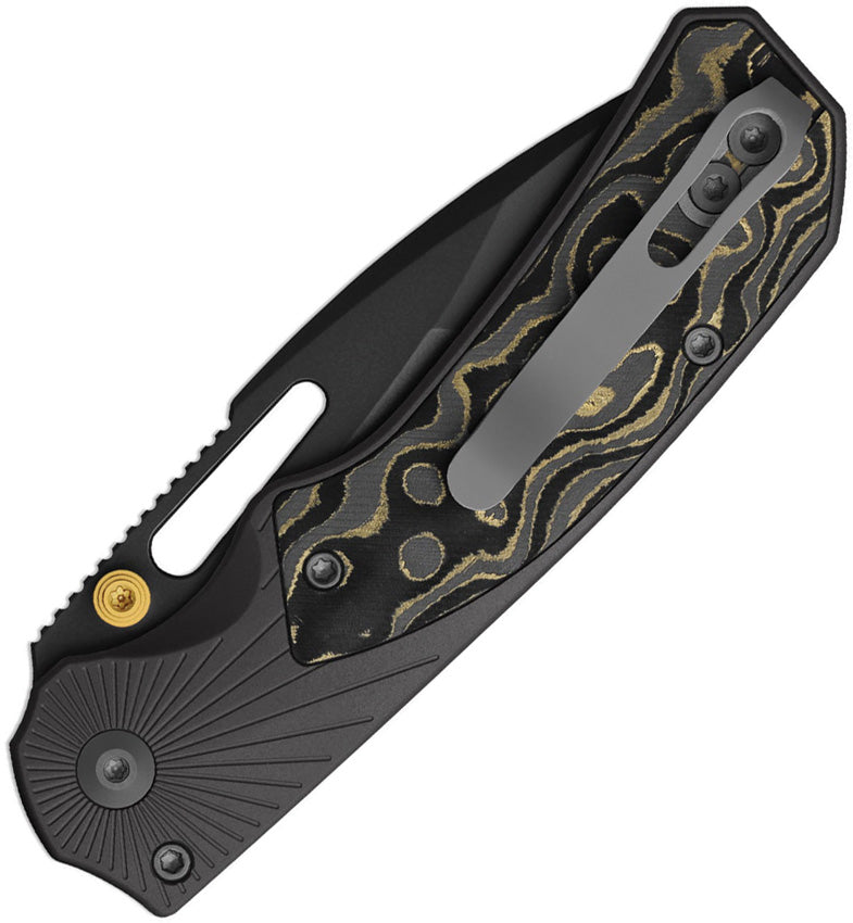 Kizer Durandal Black & Gold Aluminum & Fatcarbon® Camo Gold (3.45" Gunmetal Gray PVD Coating S35VN) Folding Knife [K3765BD2] - product view 2