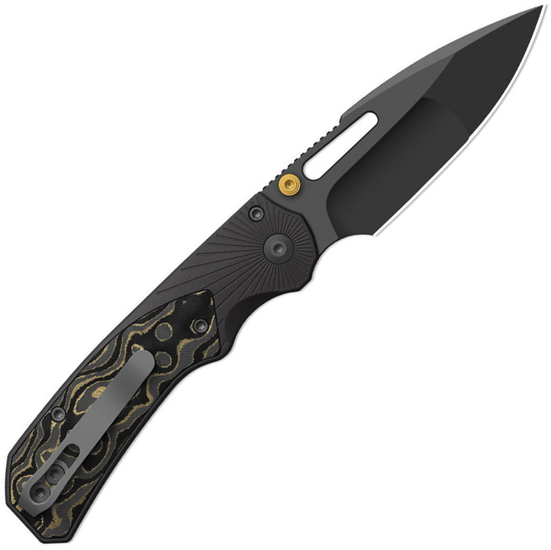 Kizer Durandal Black & Gold Aluminum & Fatcarbon® Camo Gold (3.45" Gunmetal Gray PVD Coating S35VN) Folding Knife [K3765BD2] - product view 3