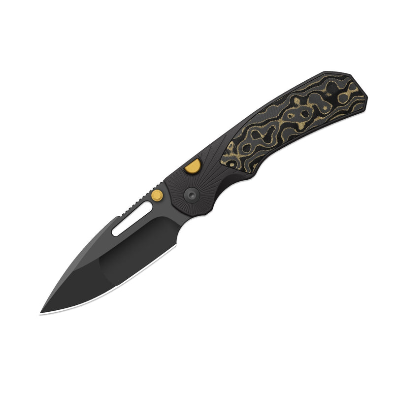 Kizer Durandal Black & Gold Aluminum & Fatcarbon® Camo Gold (3.45" Gunmetal Gray PVD Coating S35VN) Folding Knife [K3765BD2] - product view 5