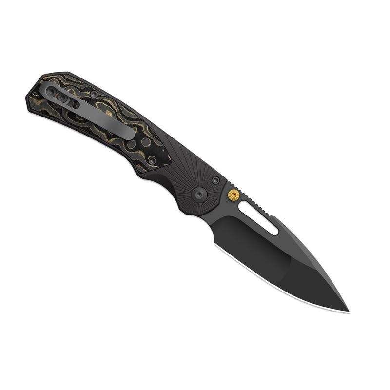 Kizer Durandal Black & Gold Aluminum & Fatcarbon® Camo Gold (3.45" Gunmetal Gray PVD Coating S35VN) Folding Knife [K3765BD2] - product view 6