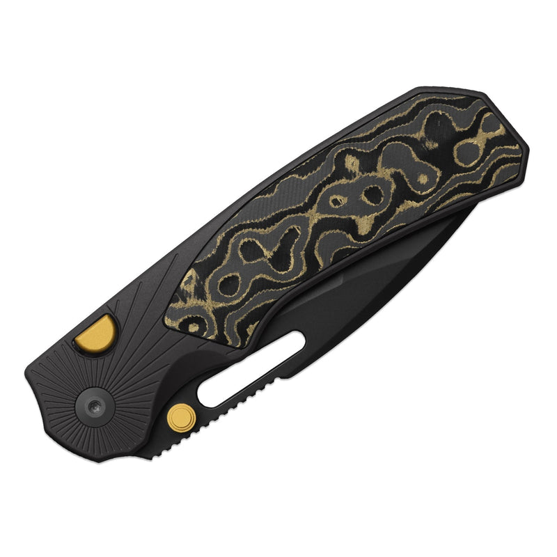 Kizer Durandal Black & Gold Aluminum & Fatcarbon® Camo Gold (3.45" Gunmetal Gray PVD Coating S35VN) Folding Knife [K3765BD2] - product view 7