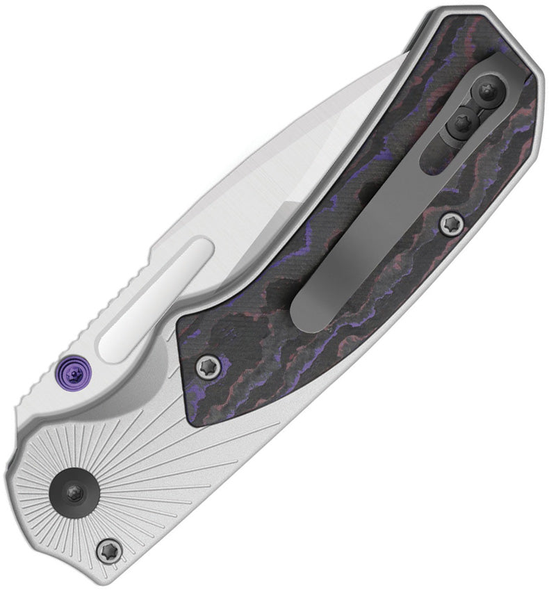 Kizer Durandal Gray & Multicolored Aluminum & Fatcarbon® Purple Haze (3.45" Satin S35VN) Folding Knife [K3765BD3] - product view 2