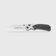 Kizer Durandal Gray & Multicolored Aluminum & Fatcarbon® Purple Haze (3.45" Satin S35VN) Folding Knife [K3765BD3] - product view 4