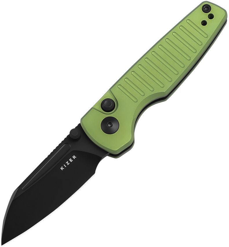 Kizer Parakeet Button Lock GrnAL Folding Knife [V2706A5]