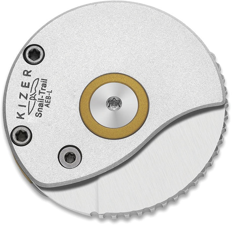 Kizer Snail-trail Silver Aluminum (0.42" Satin AEB-L) Folding Knife [V2757A3] - product view 3