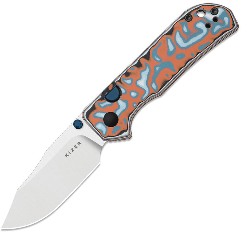 Kizer Nice Guy AEB-L Clip Point Vortex Micarta Button Liner Lock Folding Knife [V3011BCA2] - product view 1