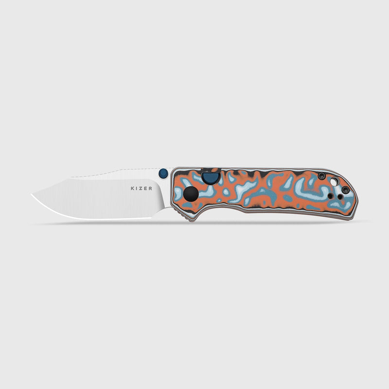 Kizer Nice Guy AEB-L Clip Point Vortex Micarta Button Liner Lock Folding Knife [V3011BCA2] - product view 2