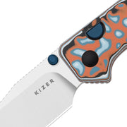 Kizer Nice Guy AEB-L Clip Point Vortex Micarta Button Liner Lock Folding Knife [V3011BCA2] - product view 7