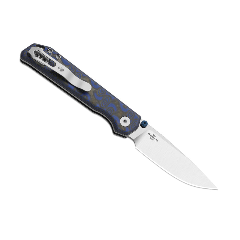Kizer Begleiter 2.9 Blue vortex pattern micarta (2.97" Satin BD1N) Folding Knife [V3458.2BDA1] - product view 6