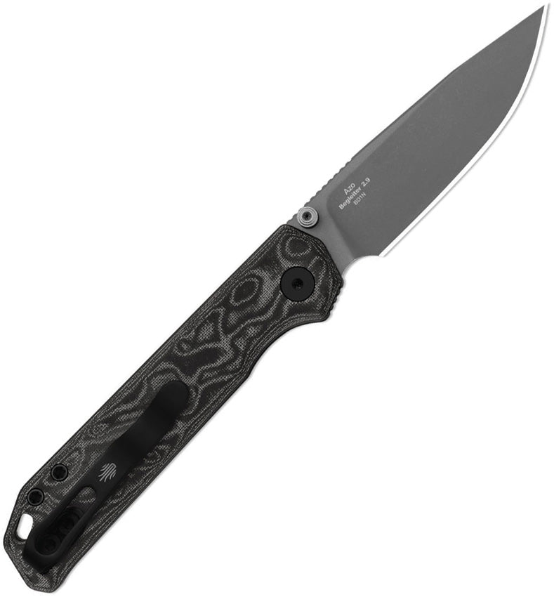 Kizer Begleiter 2.9 Black & White vortex pattern micarta (2.97" Gray PVD Coating & Stonewashed BD1N) Folding Knife [V3458.2BDA2] - product view 3