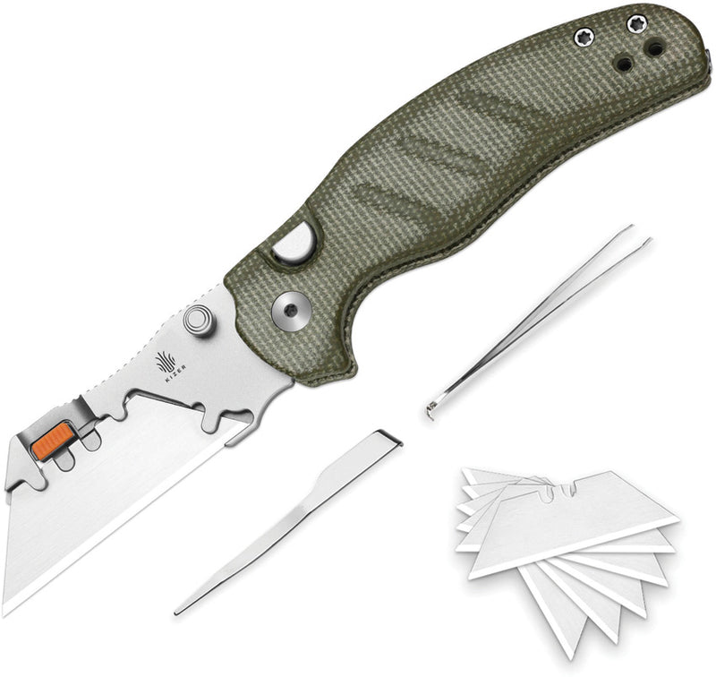 Kizer C01C Uti 2 Green Micarta 5Cr15MoV Utility Knife [V348829JNA1] - product view 1