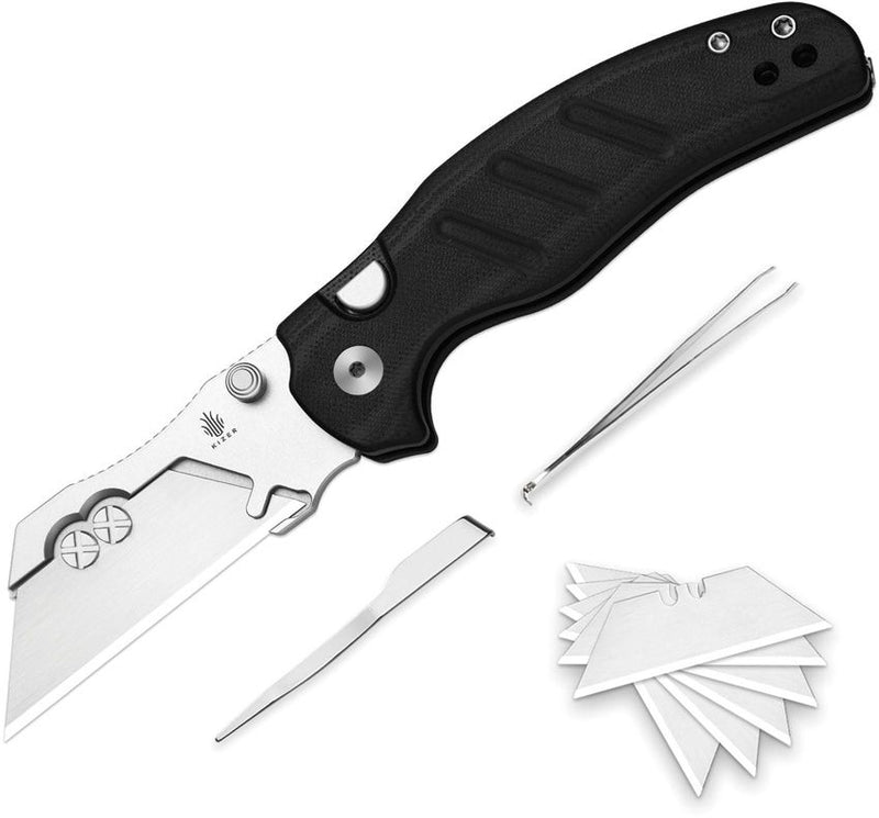 Kizer C01C Uti 1 Button Lock Black Folding Knife [V3488.29JSA3]