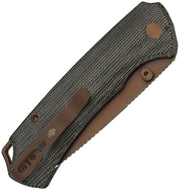 Kizer T1 BD Gray Norplex UltreX™ Micarta (3.20" Sunset Metal PVD + Stonewashed Nitro-V) Folding Knife [V34902BA2] - product view 2