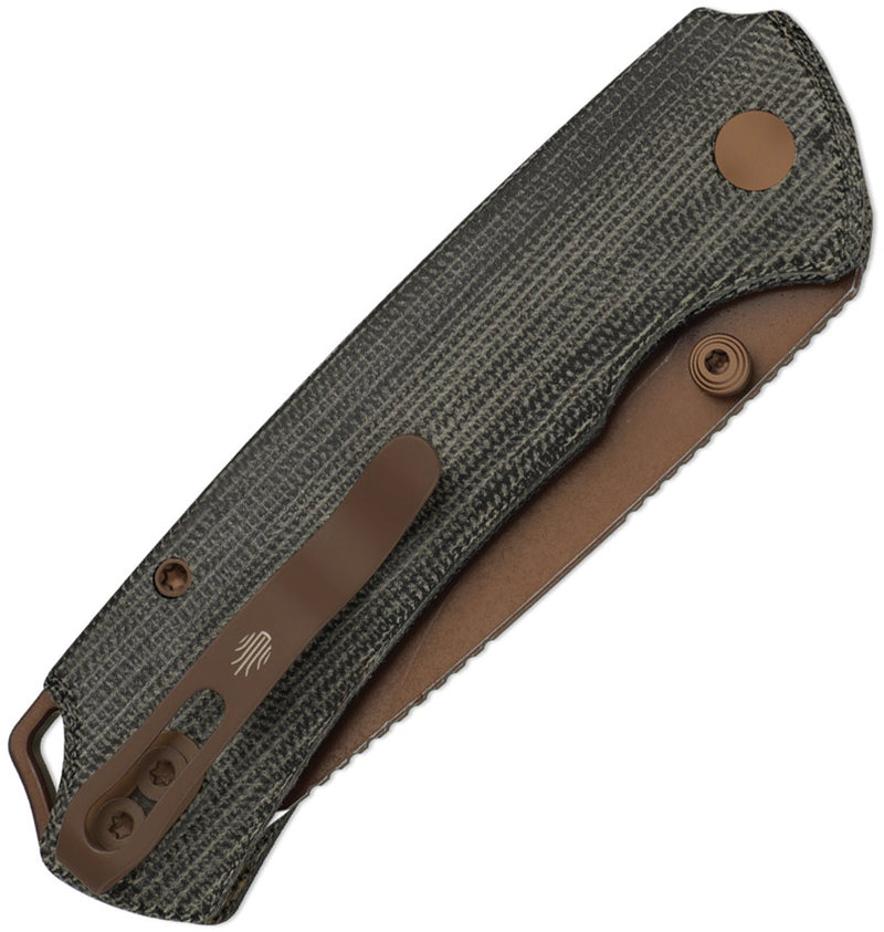 Kizer T1 BD Gray Norplex UltreX™ Micarta (3.20" Sunset Metal PVD + Stonewashed Nitro-V) Folding Knife [V34902BA2] - product view 2