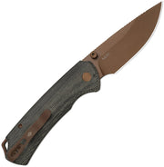 Kizer T1 BD Gray Norplex UltreX™ Micarta (3.20" Sunset Metal PVD + Stonewashed Nitro-V) Folding Knife [V34902BA2] - product view 3