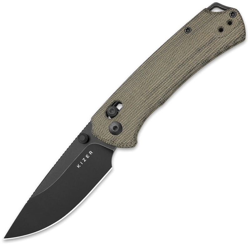 Kizer T1 CD Button Lock Green Folding Knife [V34902CA1]