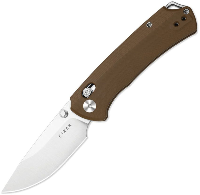 Kizer T1 CD Button Lock Brown Folding Knife [V34902CA2]