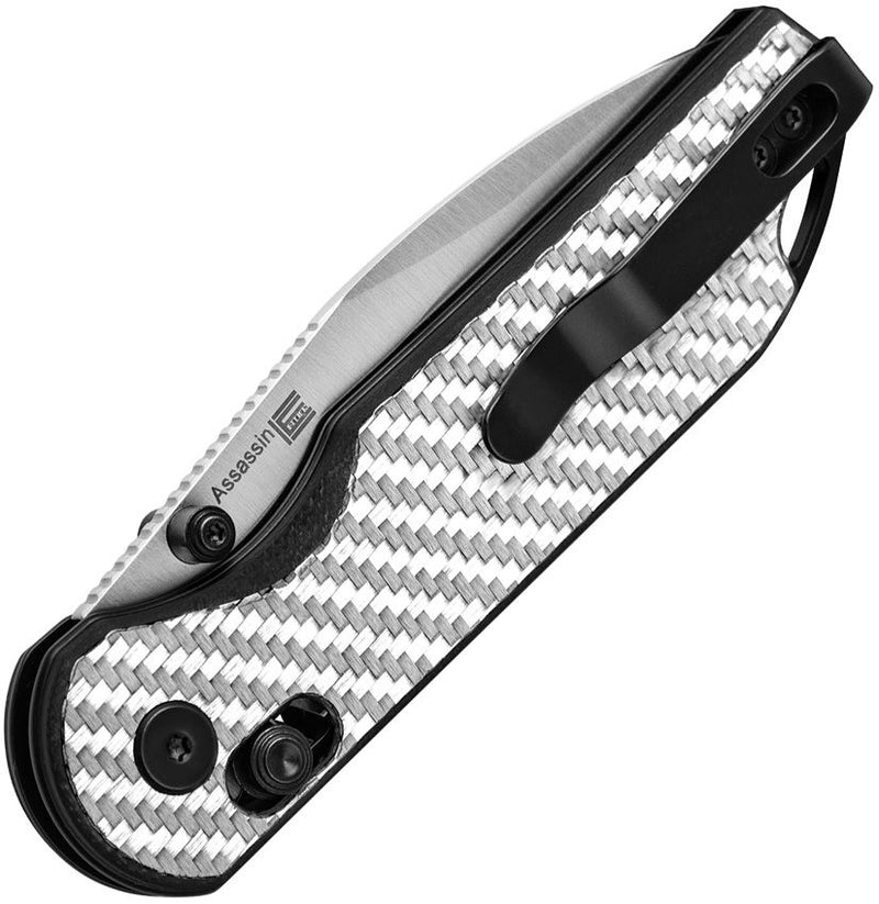 Kizer Assassin Clutch Lock Slvr CF Folding Knife [V3549A3]