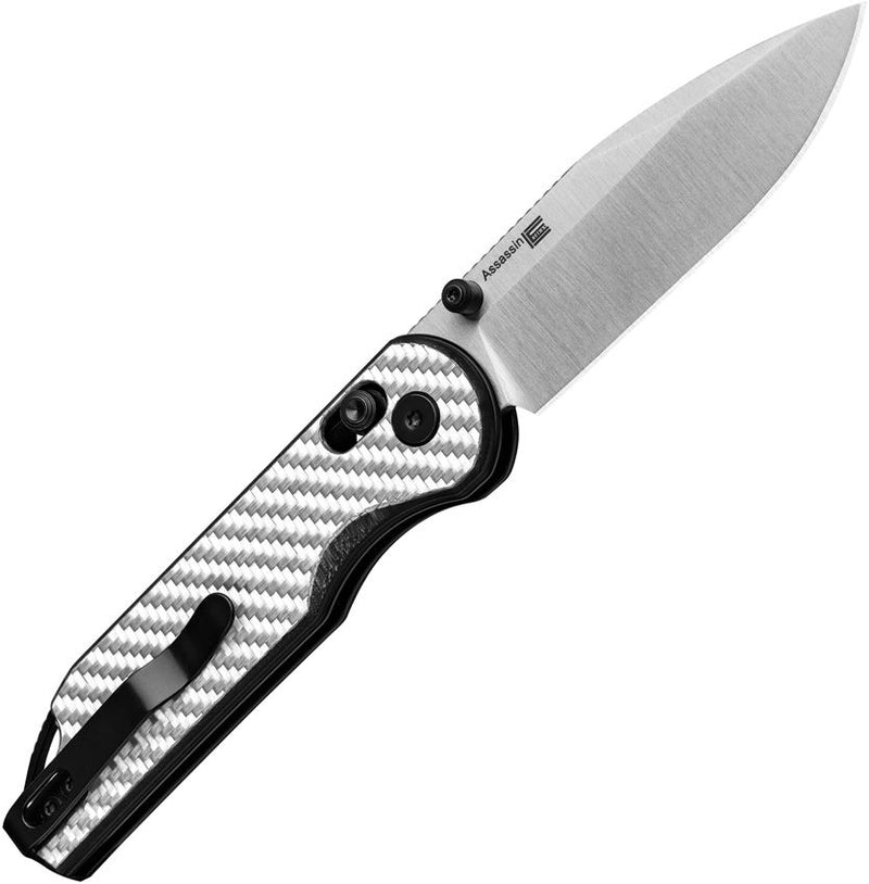 Kizer Assassin Clutch Lock Slvr CF Folding Knife [V3549A3]