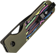 Kizer Militaw multicolored Stylish Olive Green & Party Steamers G10 (3.36" Nitro-V) Folding Knife [V3634A3] - product view 2
