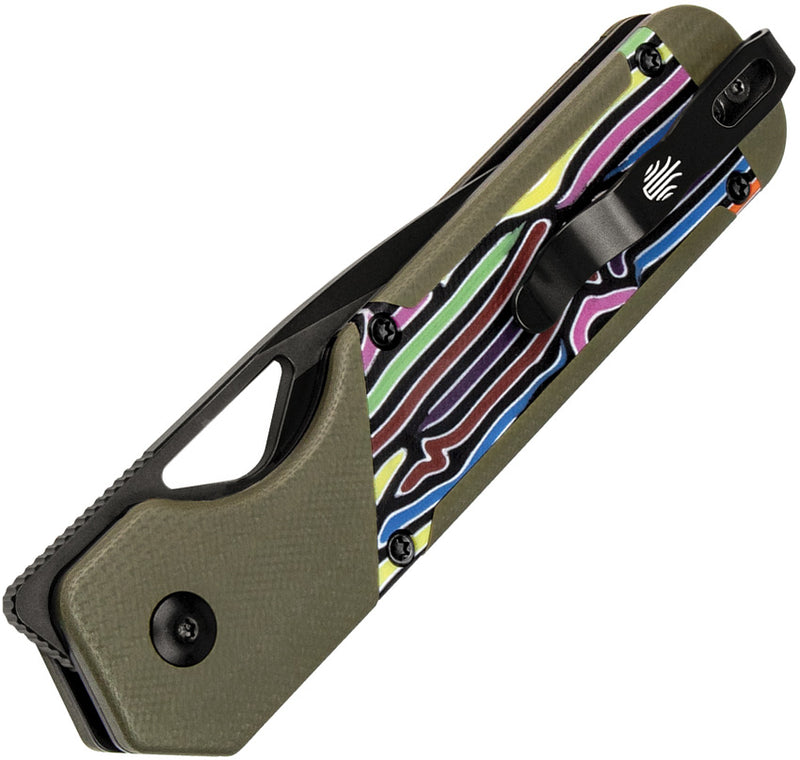Kizer Militaw multicolored Stylish Olive Green & Party Steamers G10 (3.36" Nitro-V) Folding Knife [V3634A3] - product view 2