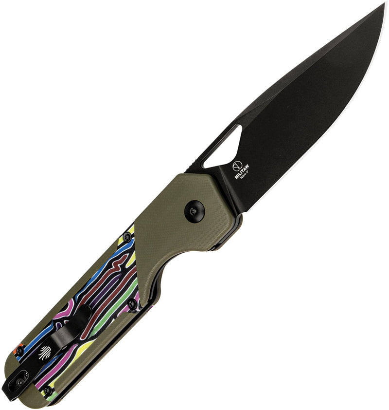 Kizer Militaw multicolored Stylish Olive Green & Party Steamers G10 (3.36" Nitro-V) Folding Knife [V3634A3] - product view 3