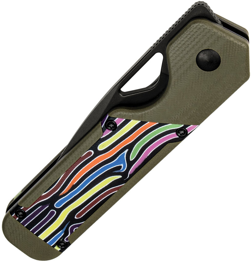 Kizer Militaw multicolored Stylish Olive Green & Party Steamers G10 (3.36" Nitro-V) Folding Knife [V3634A3] - product view 5