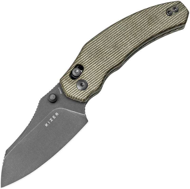 Kizer Bulldog Clutch Lock Grn Mic Folding Knife [V3672A3]