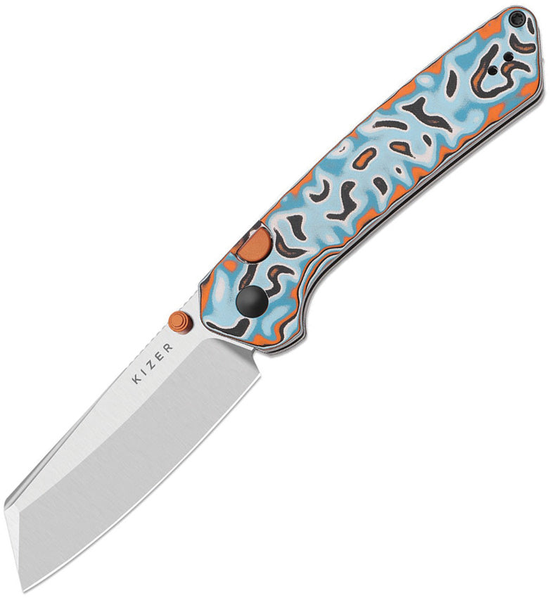 Kizer Madrac Multicolored Vortex Pattern Micarta (3.05" Satin 14C28N) Folding Knife [V3693BSA2] - product view 1