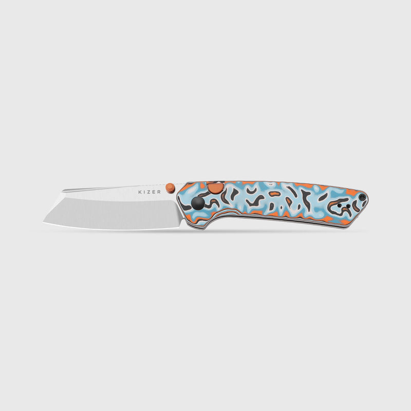 Kizer Madrac Multicolored Vortex Pattern Micarta (3.05" Satin 14C28N) Folding Knife [V3693BSA2] - product view 4