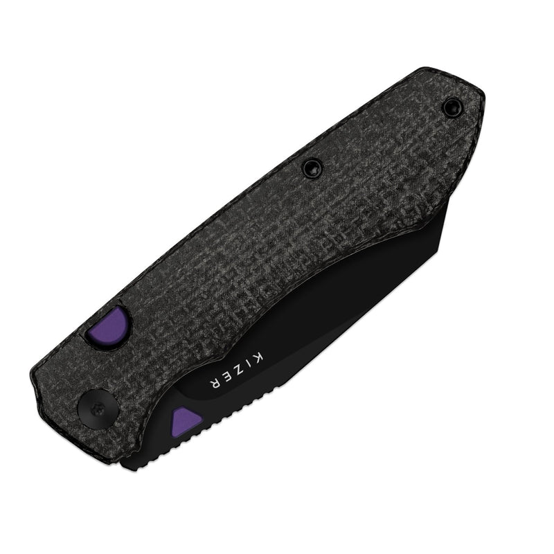 Kizer Wharning Button Linerlock Mic Folding Knife [V3738BW1] — view 7