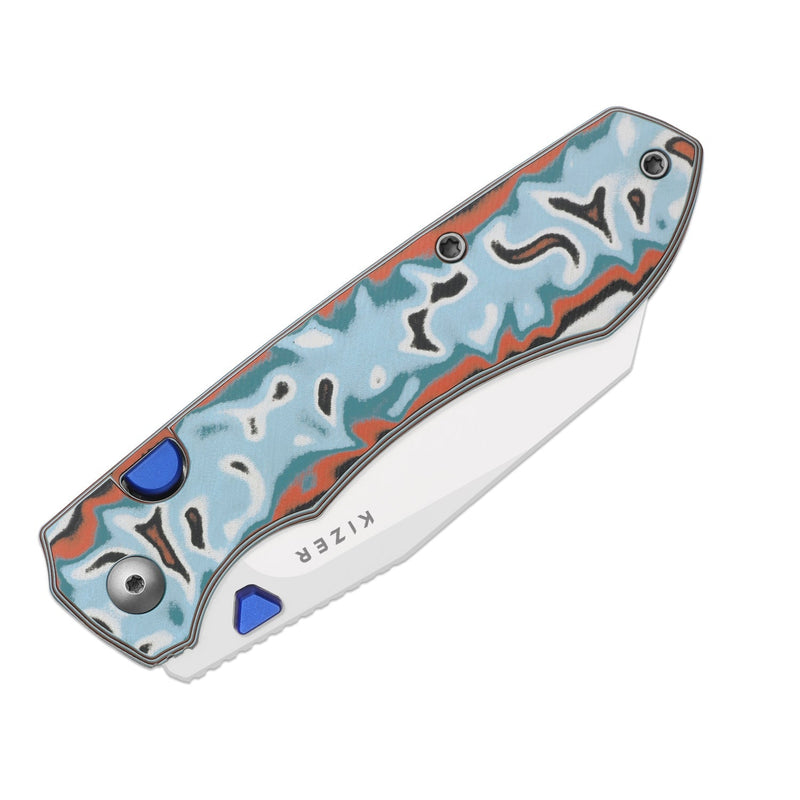 Kizer Wharning Button Linerlock Mic Folding Knife [V3738BW4] — view 7